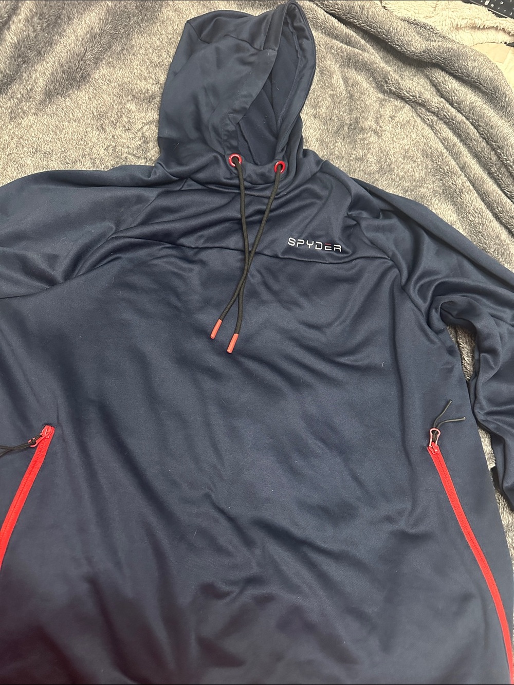 Spyder Men's Navy Performance Hoodie with Red Trim